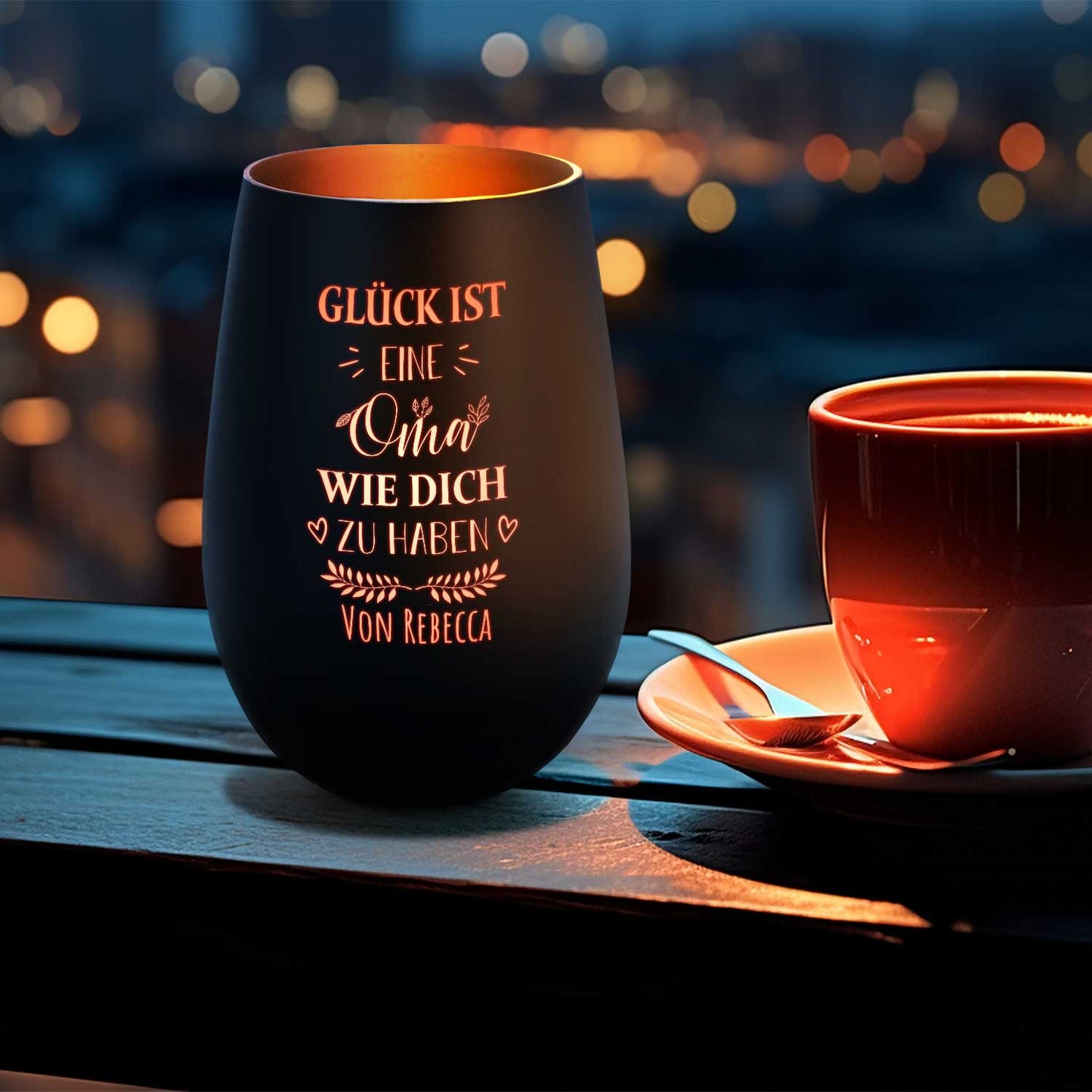 Personalisiertes Windlicht „Glück ist eine Oma wie dich zu haben“ – Hauptansicht