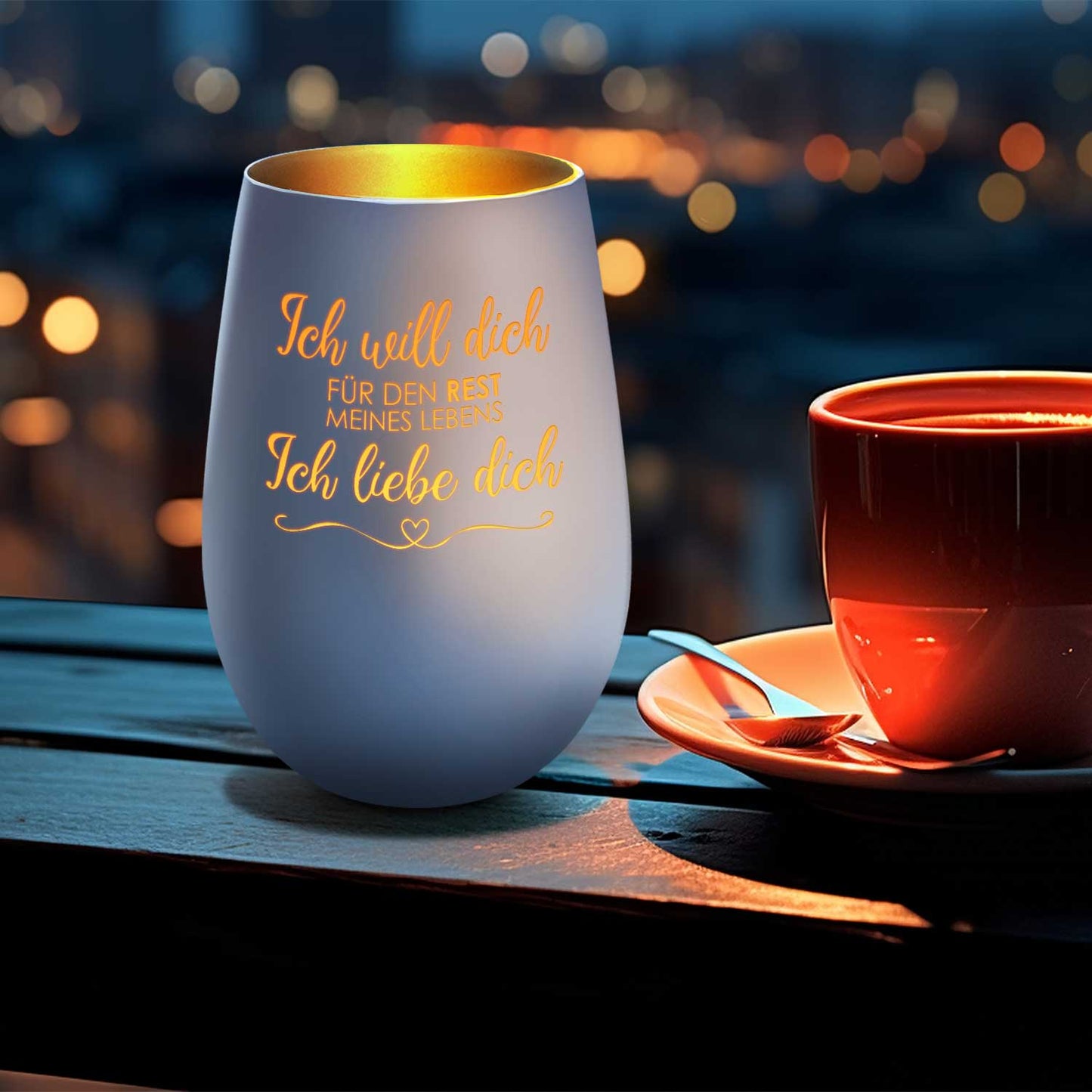 Windlicht „Ich will dich für den Rest meines Lebens“ – Motivdetail – Galerie 23