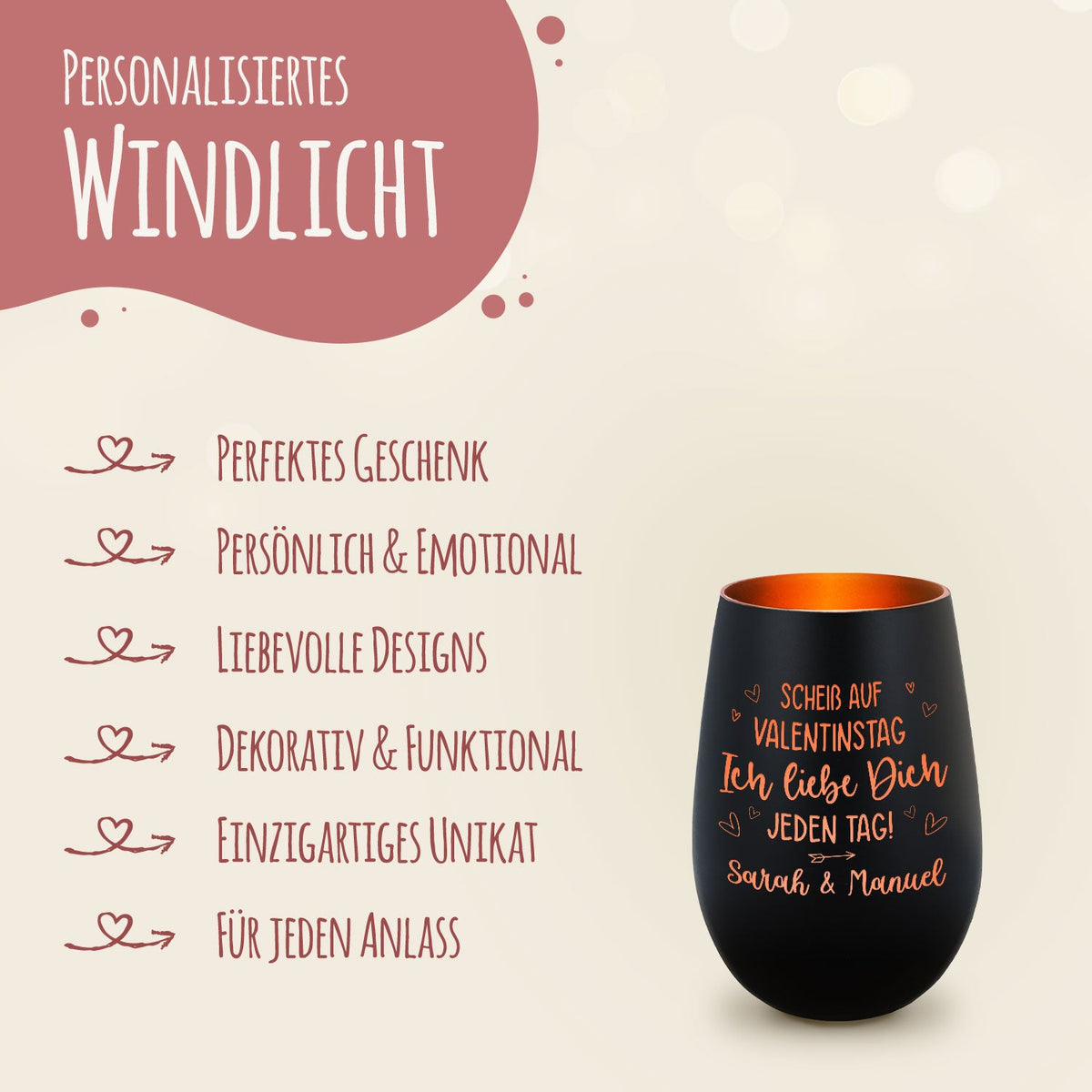 Stölzle Windlicht mit humorvoller Valentinstag-Gravur
