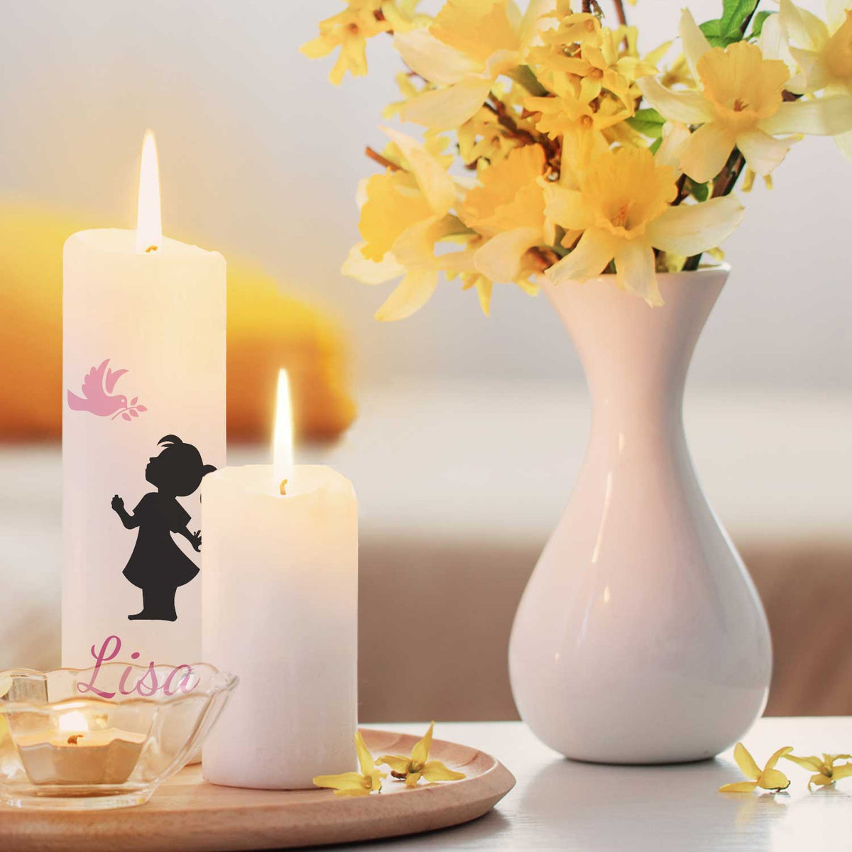 Große Kinder-Trauerkerze Baby Silhouette – Größenansicht