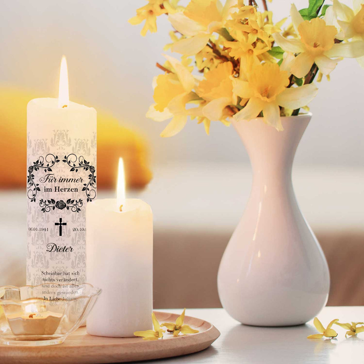 Trauerkerze Rosenkranz – weitere Ansicht