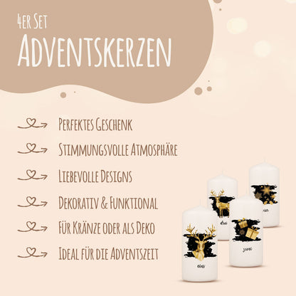 Adventskerzen „Geometrisch Gold“ – 4er-Set