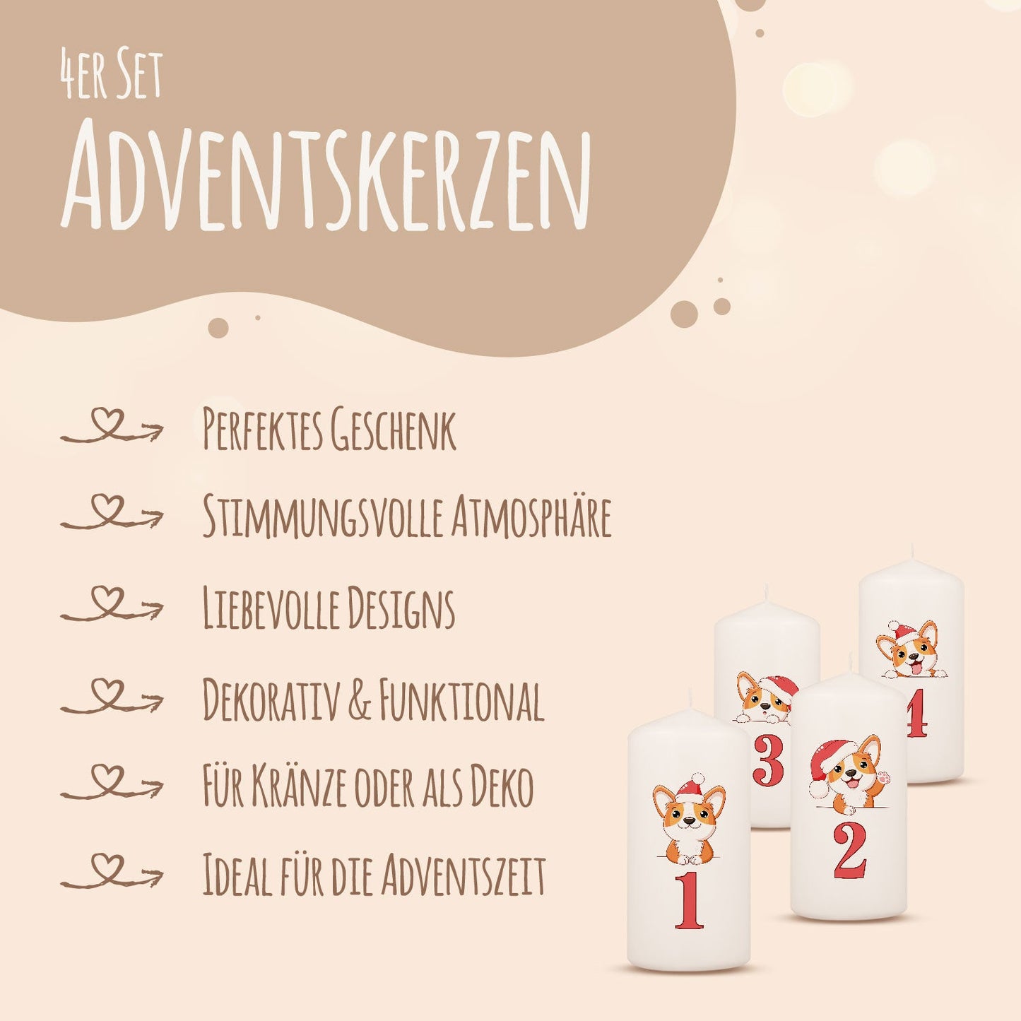 Adventskerzen „Hunde“ – 4er-Set für Hundefans