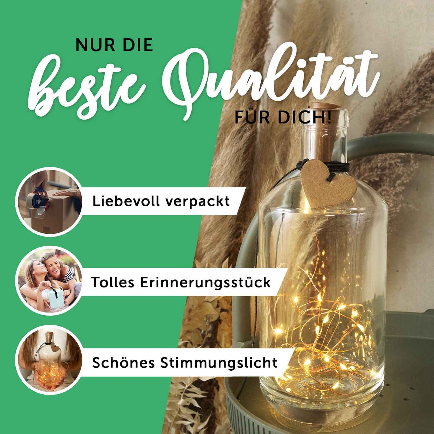 Personalisiertes LED-Flaschenlicht „Santa“ – mit Name