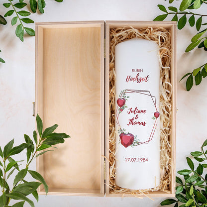 Hochzeitskerze „Rubinhochzeit“ – Detailansicht