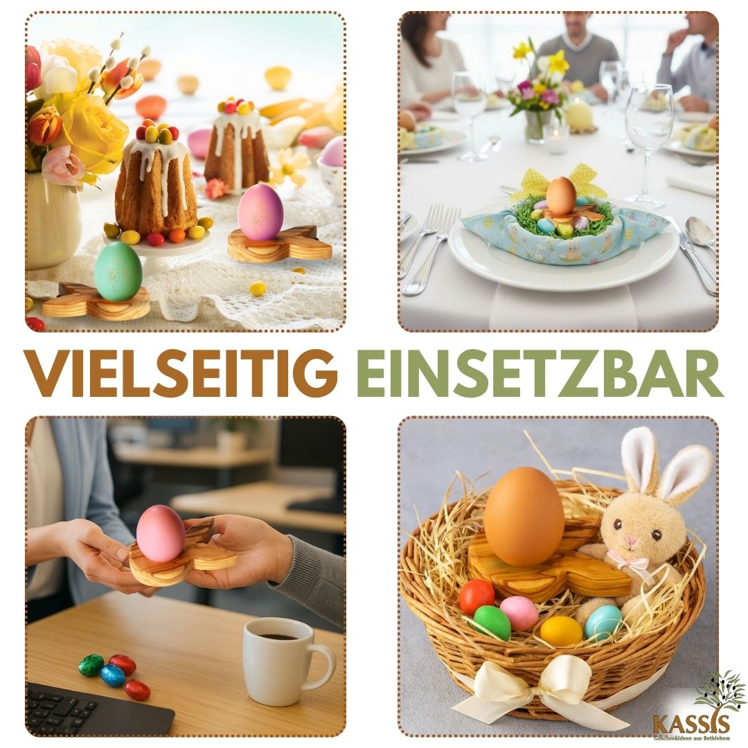 Eierdop paashaas van olijfhout