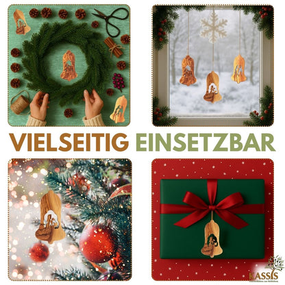Kerststal-hangers van olijfhout – set van 3