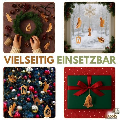 Kersthangers van olijfhout – set van 10