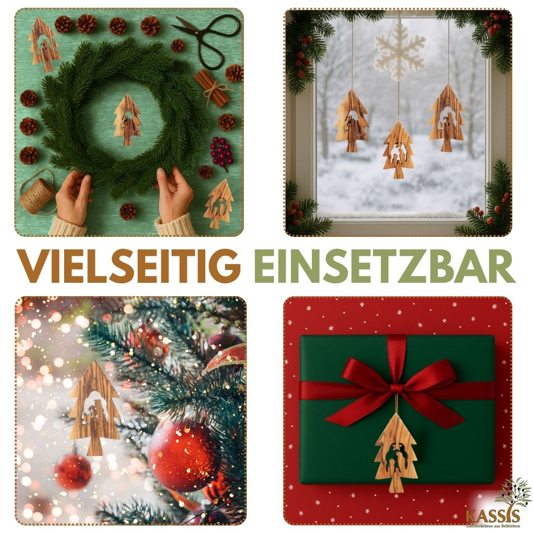 Kerststal-hangers in kerstboomvorm – set van 3