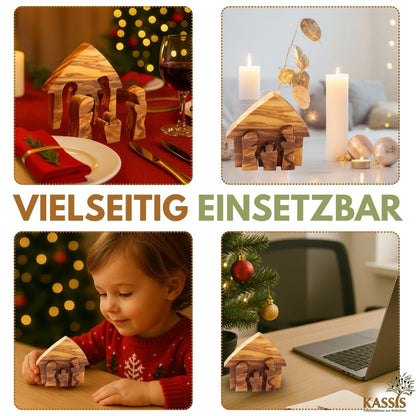 Mini-kerststal van olijfhout – puzzel 6,5 cm