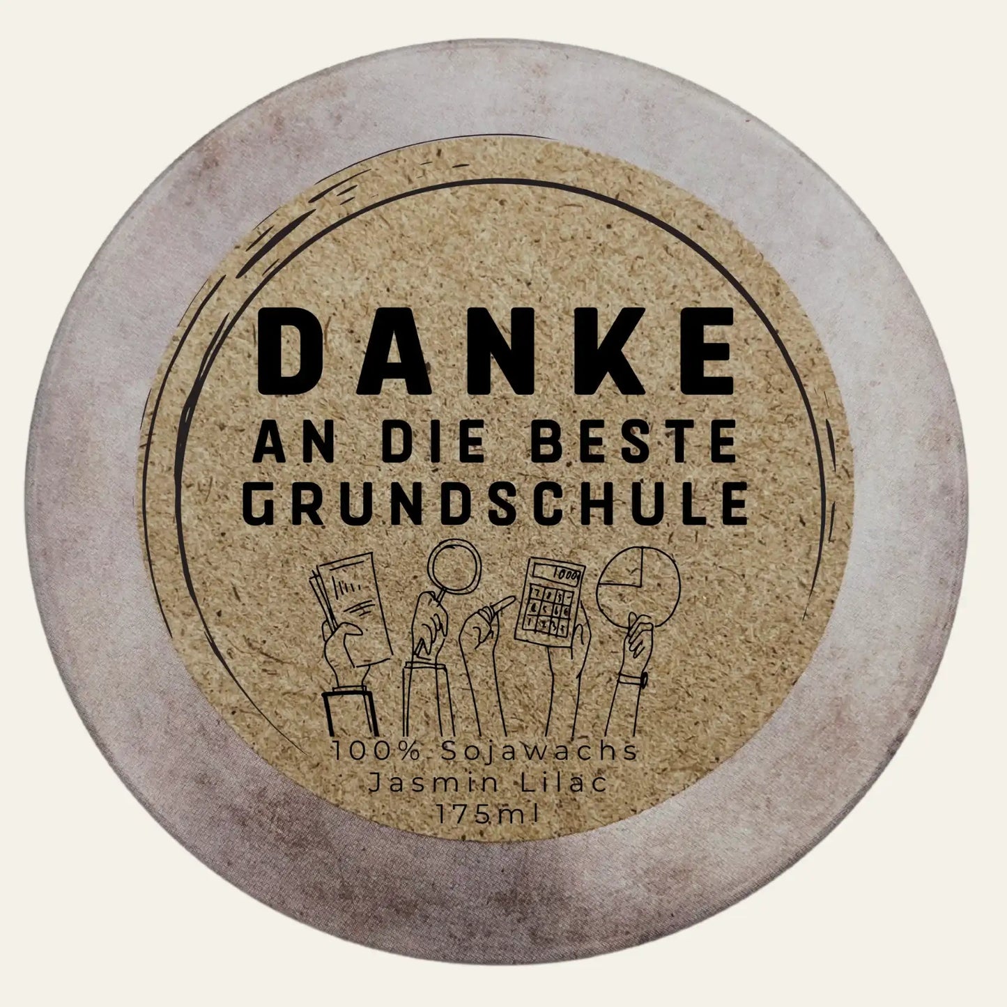 Grundschul-Duftkerze mit wählbarer Dekorvariante