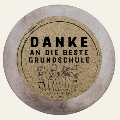 Grundschul-Duftkerze mit wählbarer Dekorvariante