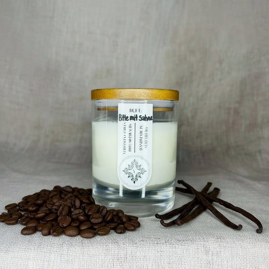 Verdancia Original Bitte mit Sahne – Kaffee-Vanille-Duftkerze im Glas
