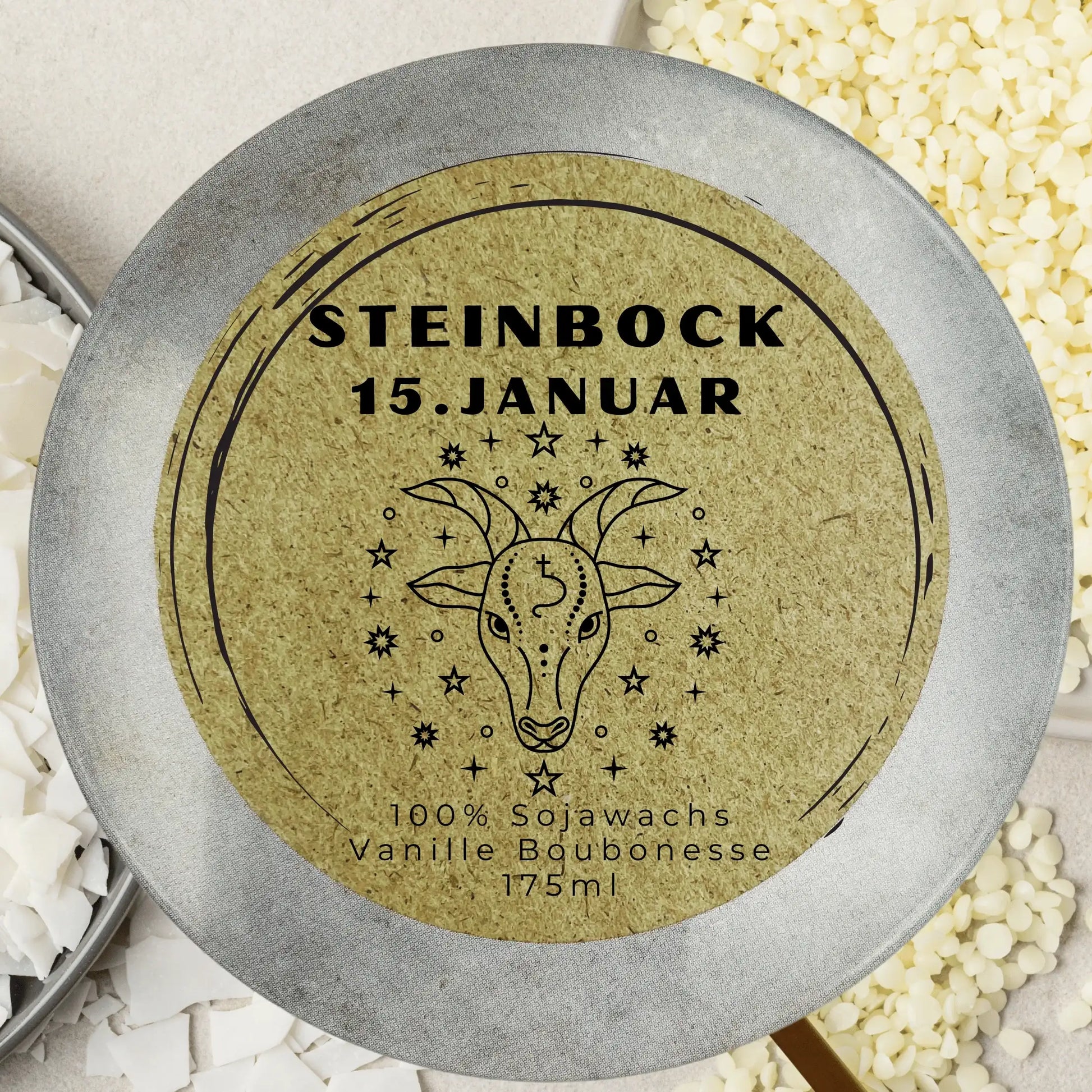 Personalisierte Steinbock-Duftkerze zum Geburtstag