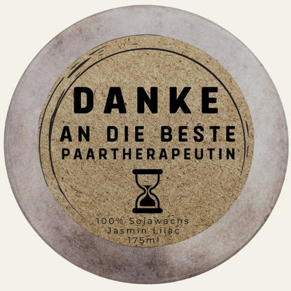 Duftkerze für Paartherapeutin mit wählbarer Dekorvariante