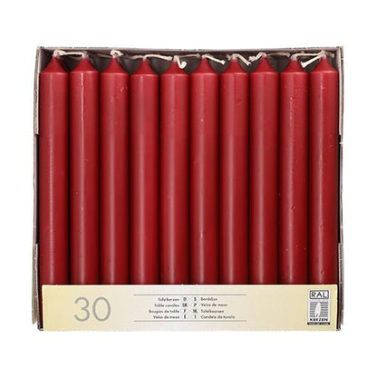 30 Tafelkerzen Ø 2,1 × 19,6 cm – 5 Farben für Advent & Tischdeko