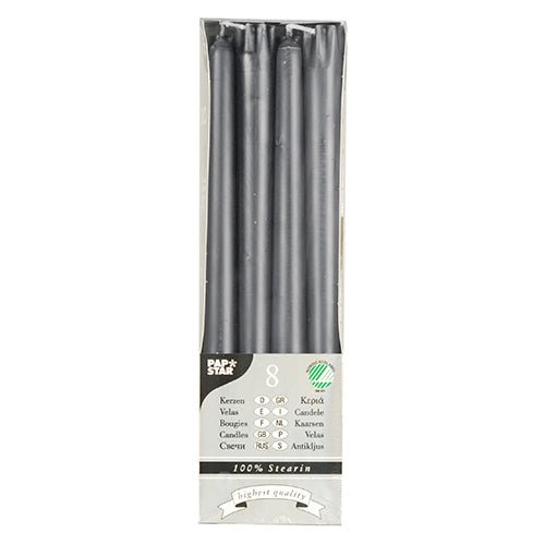 8 Stearin-Leuchterkerzen 25 cm – ruhiges Licht in 4 Farben