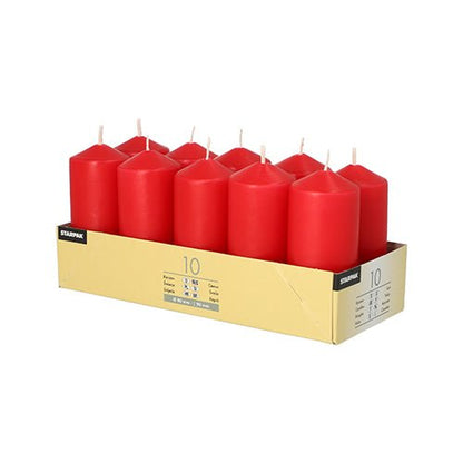 10 Stumpenkerzen Ø 4 × 9 cm – Advent & Winterdeko