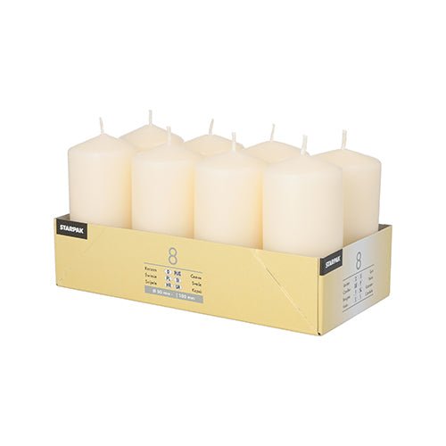 8 Stumpenkerzen Ø 5 × 10 cm – für Kerzentabletts & Winterdeko