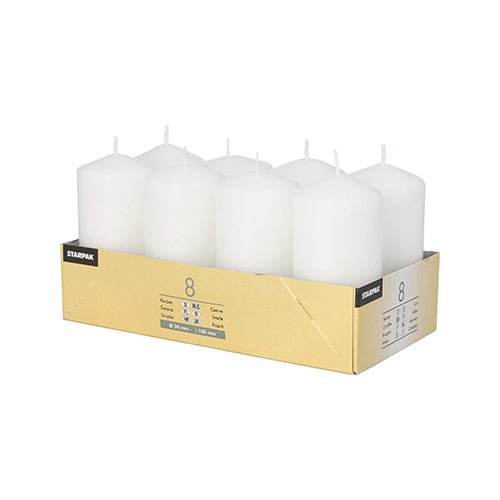 8 Stumpenkerzen Ø 5 × 10 cm – für Kerzentabletts & Winterdeko