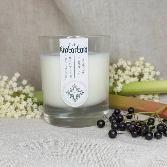 Verdancia Original Rhabarbara – Rhabarber-Holunder-Duftkerze im Glas
