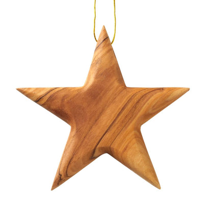 Stern-Anhänger aus Olivenholz als Weihnachtsdeko