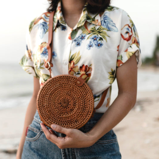Handtasche SENJA (braun) – Rattan