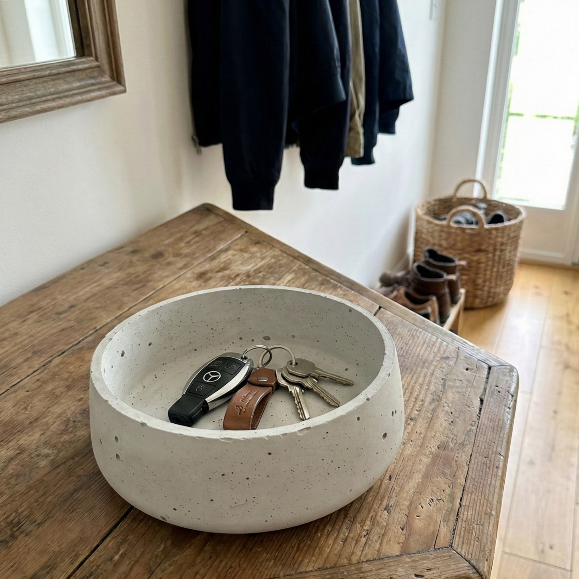 Minimalistische Deko-Schale aus Beton im Japandi-Stil