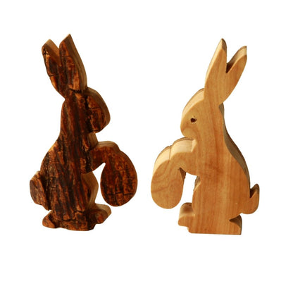 Osterhase mit Ei aus Olivenholz und natürlicher Rinde
