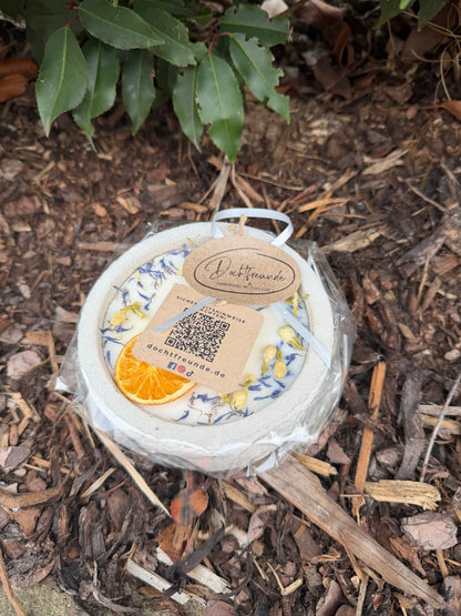 XL Betonkerze mit Citronella Duft für geschützte Bereiche