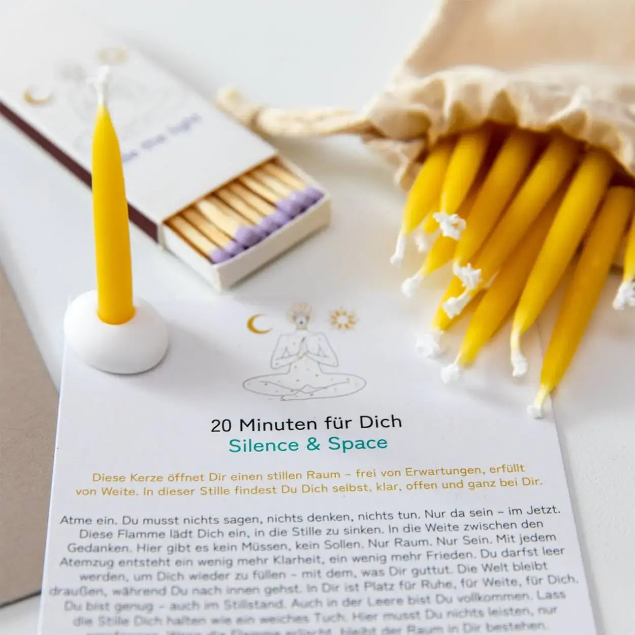Divasya-Yoga Silence & Space Ritualset mit 20-Minuten-Bienenwachskerzen
