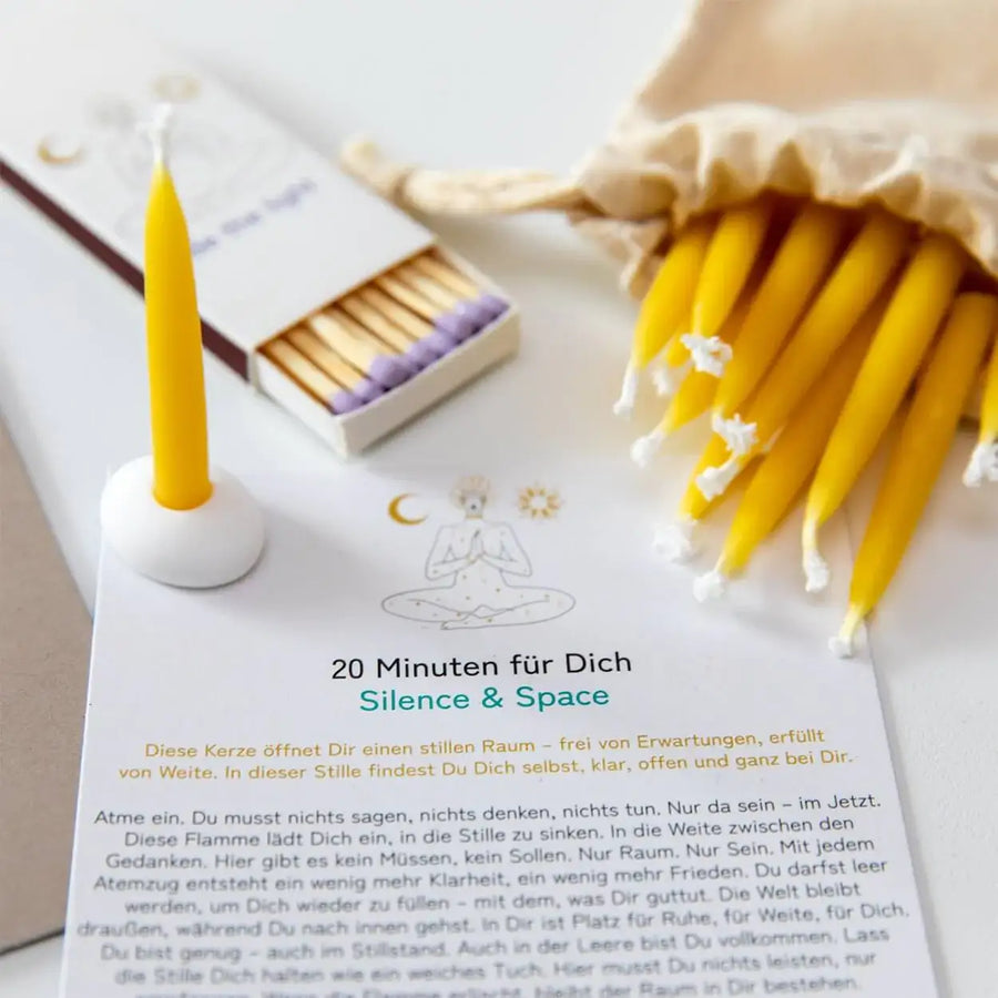 Divasya-Yoga Silence & Space Ritualset mit 20-Minuten-Bienenwachskerzen