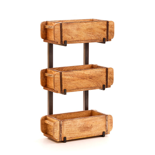 3 Ziegelformen mit Ständer – Industrial-Deko aus Holz & Metall