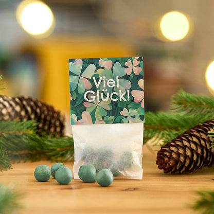 10×5 Blumenmurmeln „Viel Glück“ – Kleeblattmuster
