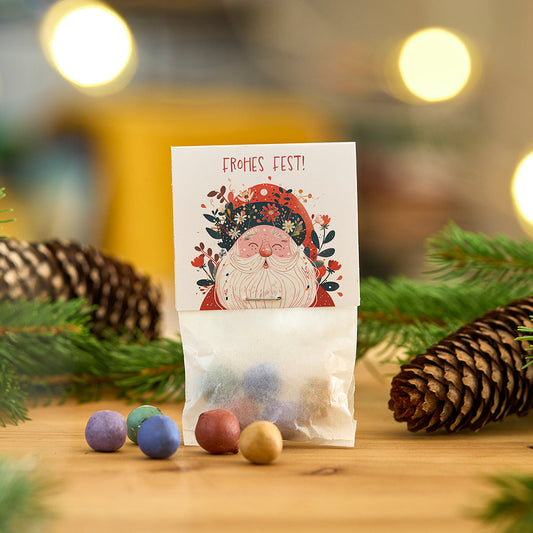 10×5 Blumenmurmeln „Frohes Fest“ – Weihnachtsmann