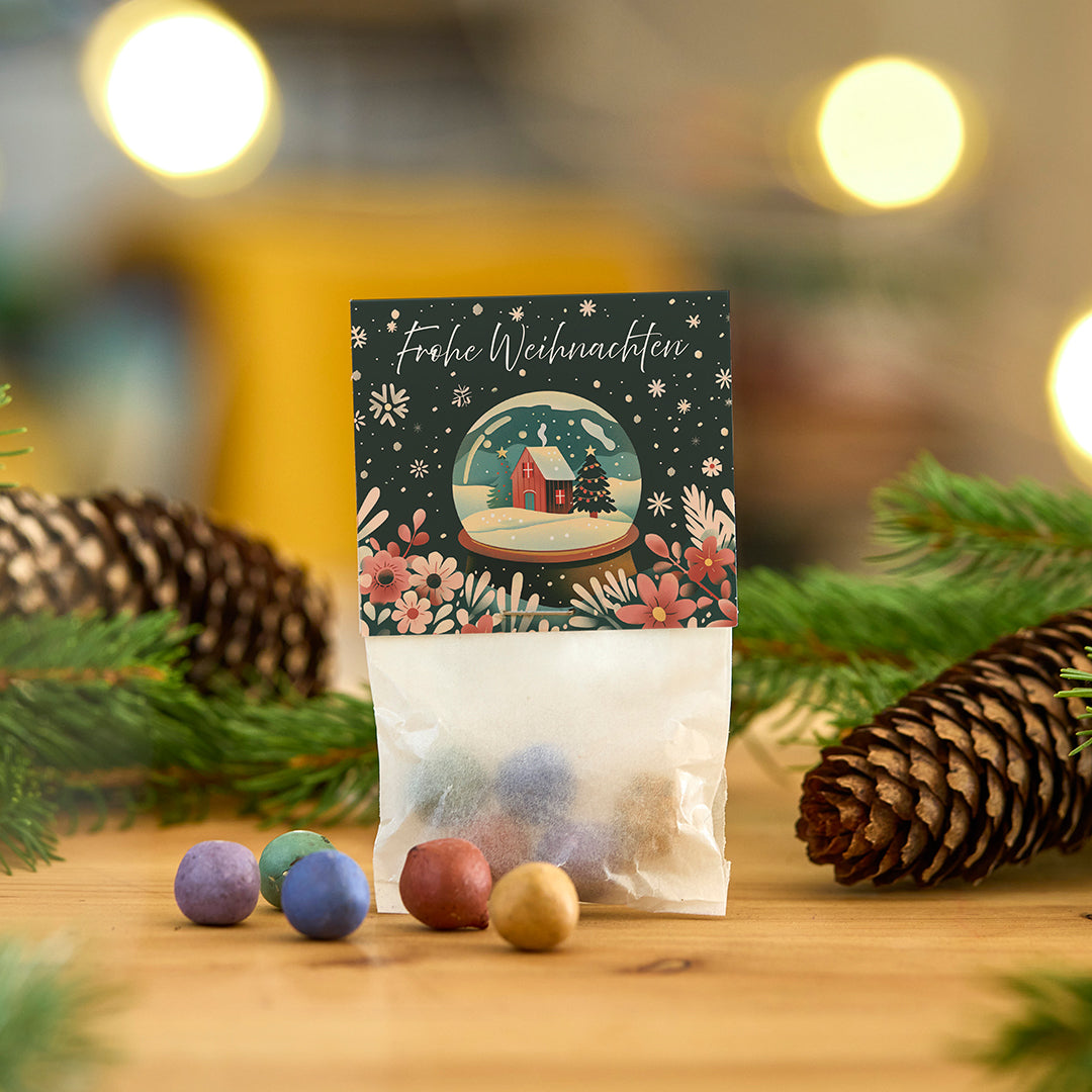10×5 Blumenmurmeln „Schneekugel“ – Weihnachtsgruß