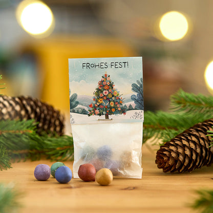 10×5 Blumenmurmeln „Frohes Fest“ – Weihnachtsbaum