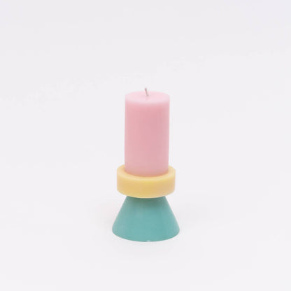 Stack Candle Tall in Rosa Hellgelb und Mint