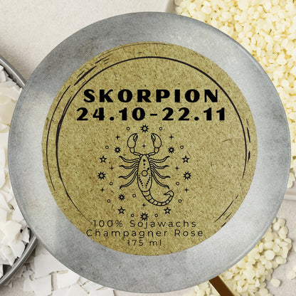 Personalisierte Skorpion Duftkerze für Geburtstag Selfcare und kleine Rituale