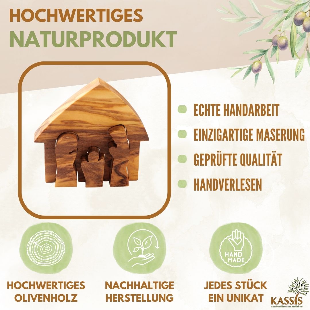 Mini-kerststal van olijfhout – puzzel 6,5 cm