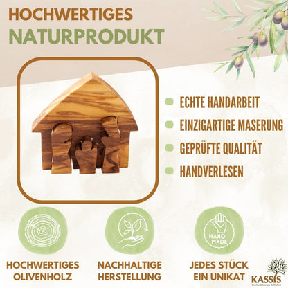 Mini-kerststal van olijfhout – puzzel 6,5 cm