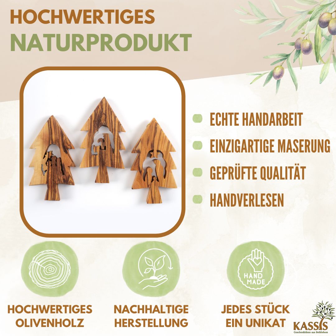 Kerststal-hangers in kerstboomvorm – set van 3