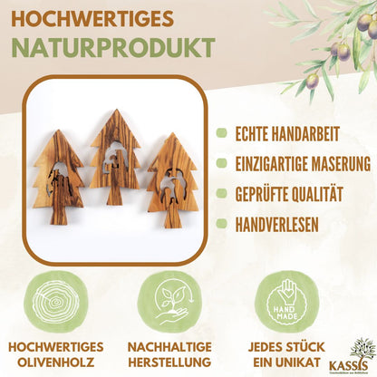 Kerststal-hangers in kerstboomvorm – set van 3