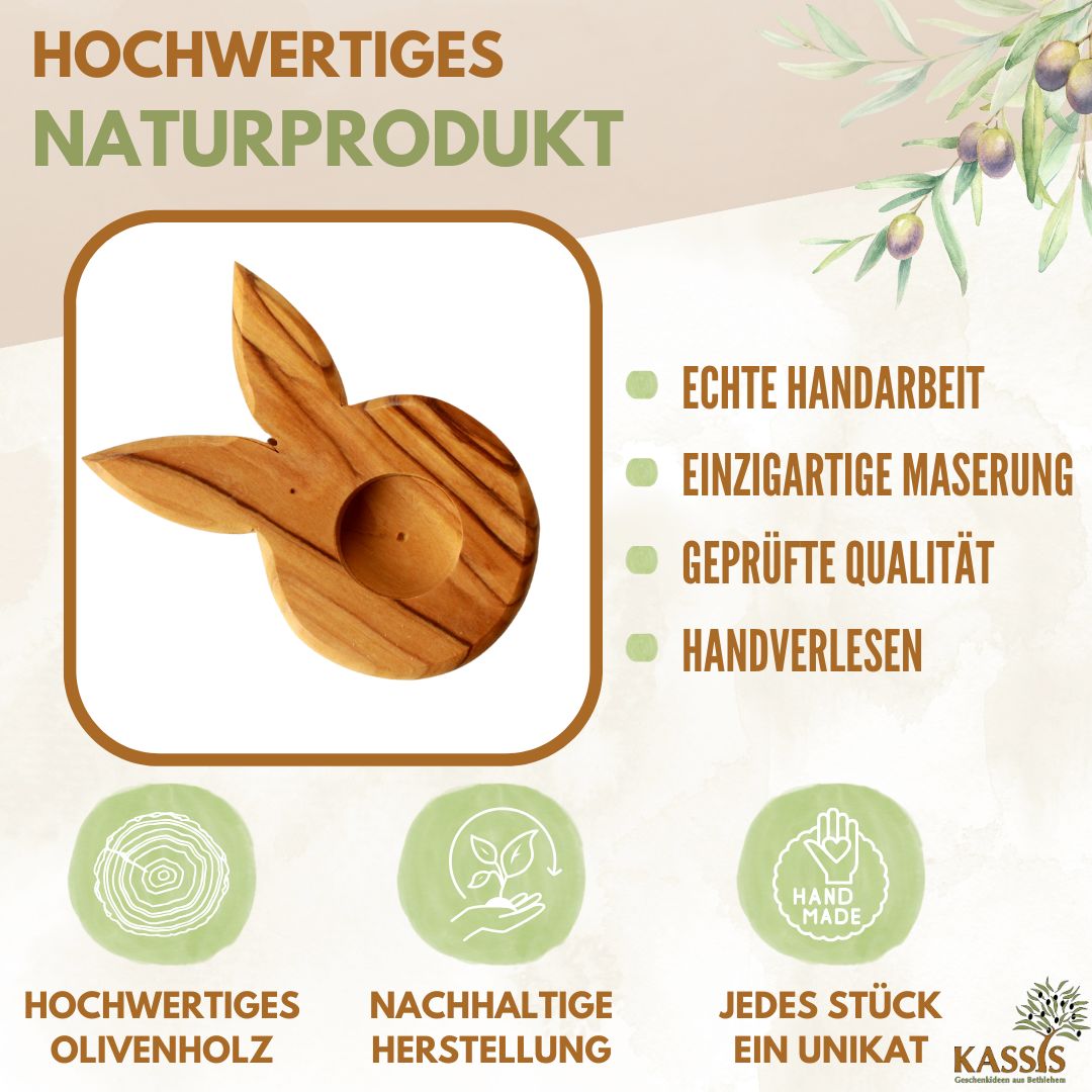 Eierdop paashaas van olijfhout