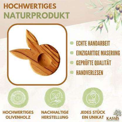Eierdop paashaas van olijfhout