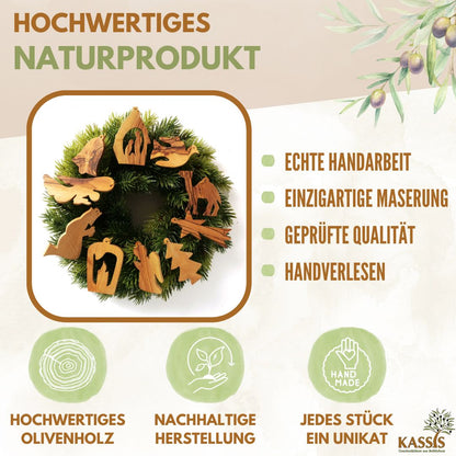 Kersthangers van olijfhout – set van 10