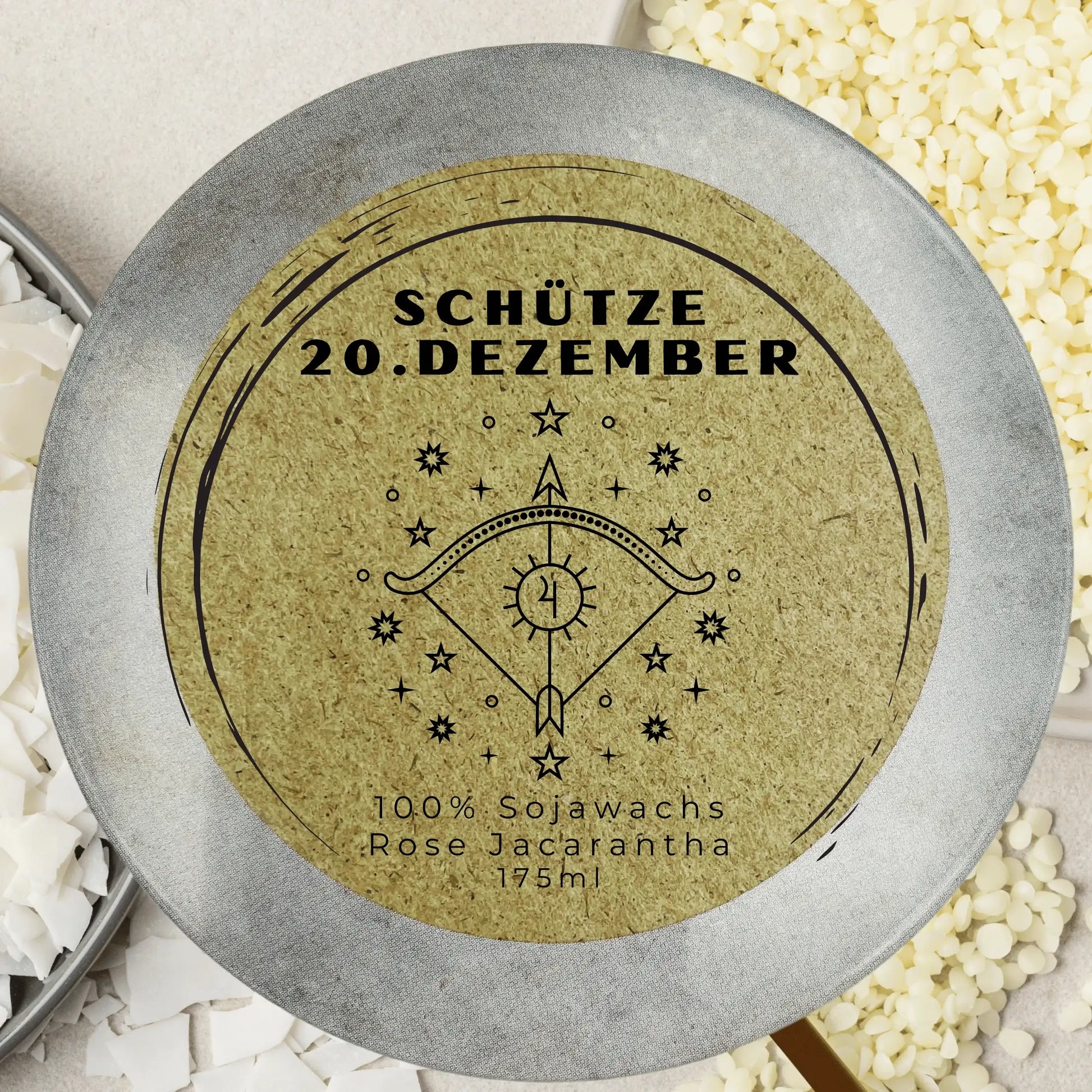 Personalisierte Schütze-Duftkerze zum Geburtstag