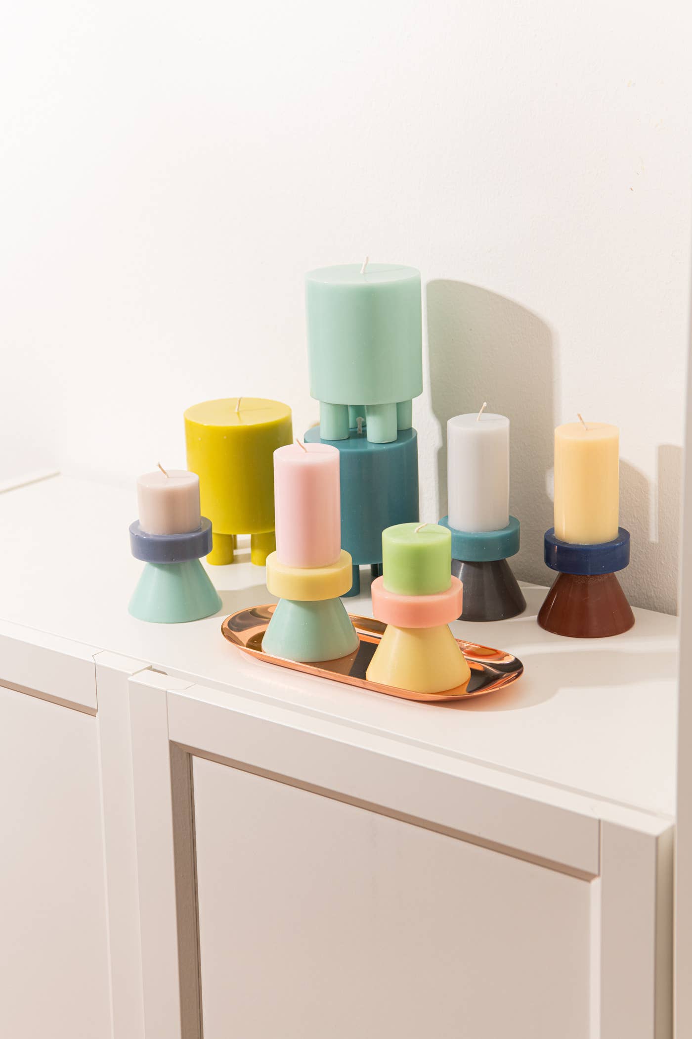 Stack Candle Tall Rosa, Hellgelb und Mint – zusätzliche Produktansicht 3