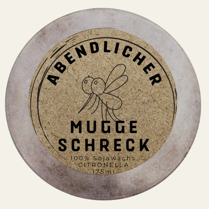 Personalisierbare Duftkerze „Mügge-Schreck“ als Sommergeschenk