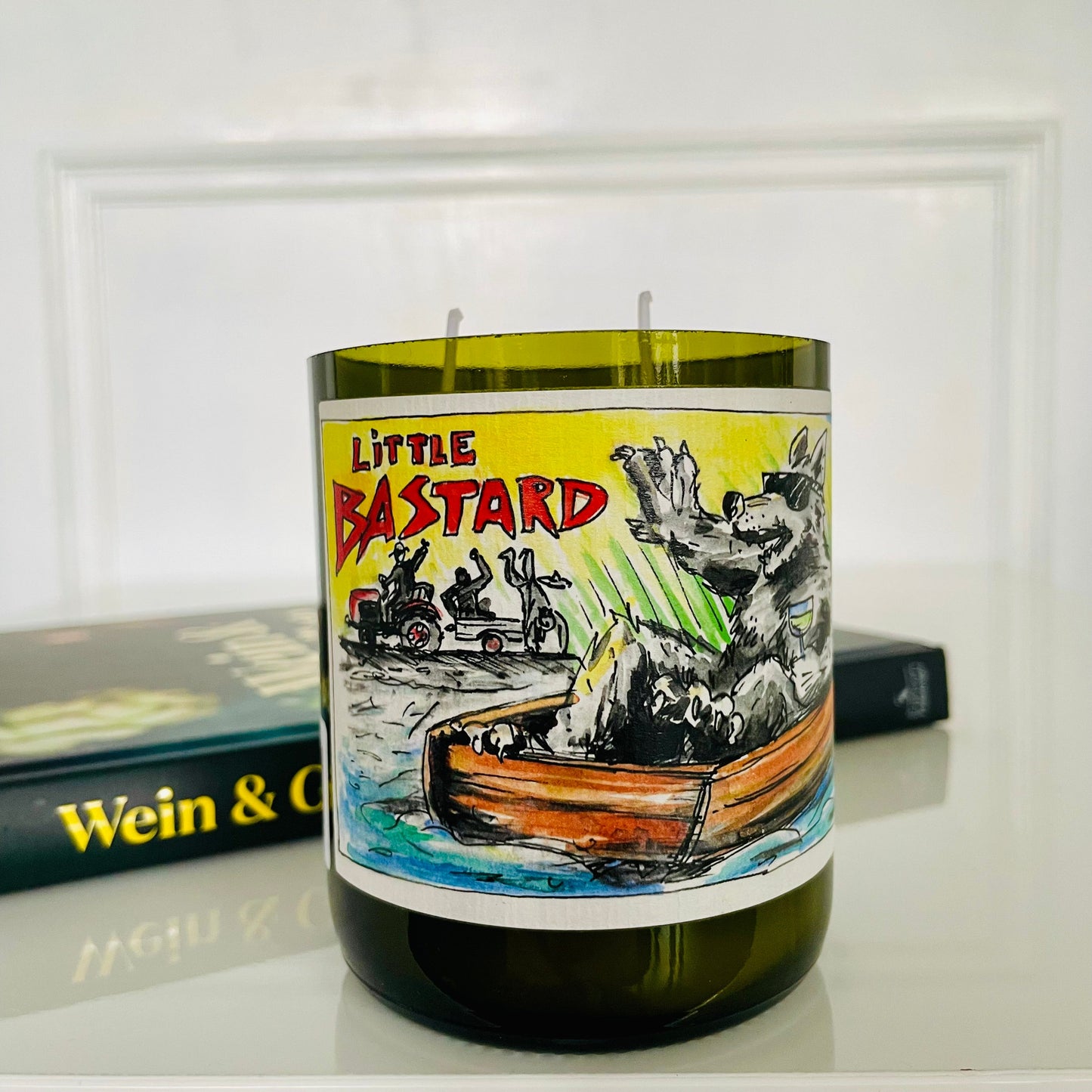 Flaschenkerze Jan Matthias Klein Little Bastard als Upcycling Kerze aus originaler Weinflasche